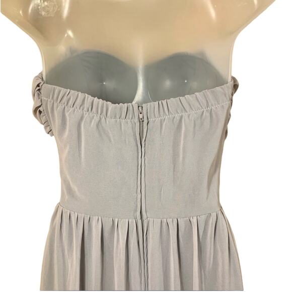 Lulu's Moonlight Serenade Gray Strapless Maxi Chiffon Dress Size M Formal - Picture 8 of 13
